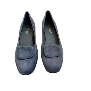 David Tate Heritage Gray Suede Pumps Size 9N Narrow Block Heel